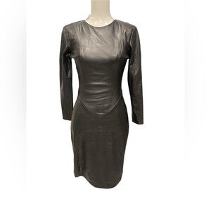 Saks Fifth Avenue Firenze Santa Barbara  black open back leather garment Size:M